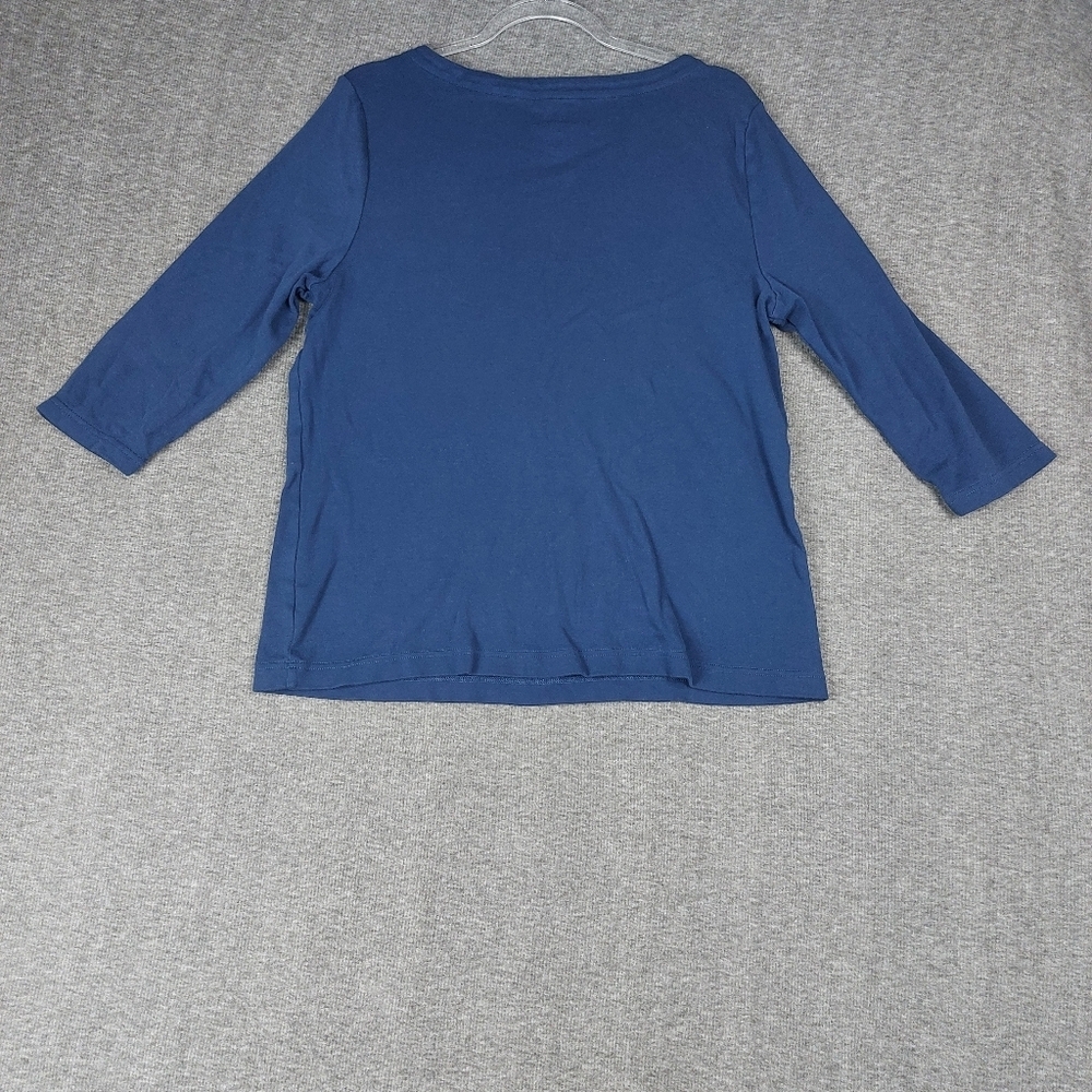 CROFT & BARROW WOMENS BLUE BASIC 3/4 SLEEVE BOAT NECK 100% COTTON TOP SIZE XL - Picture 6 of 6